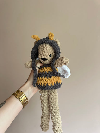 Crochet bear in bee outfit