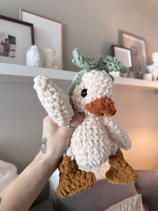 Fuzzy crochet duck with headband