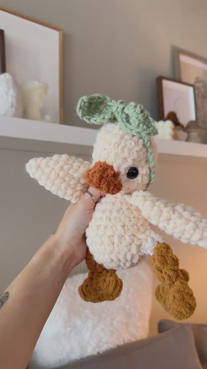 Fuzzy crochet duck with headband